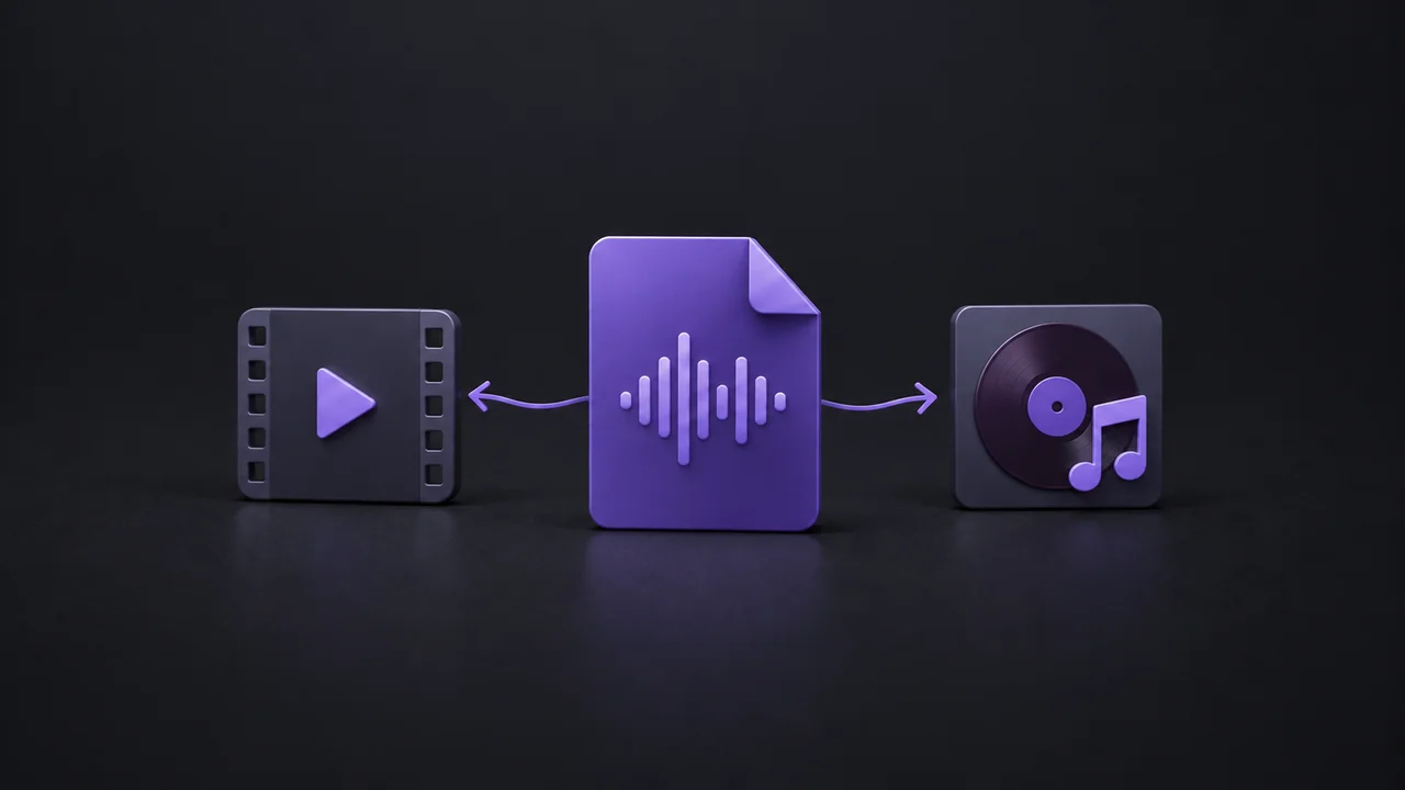 Audio file branching to video and music release tiles