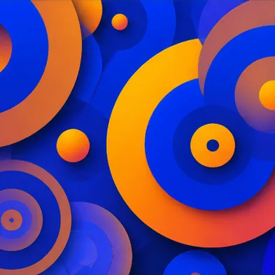 Abstract album cover with blue and orange concentric circles